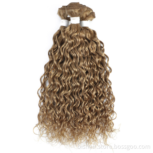 Wholesale 27# Honey Blonde Water Wave Human Hair Bundles Brazilian 100% Human hair Weave Remy Hair Bundles For Black Women